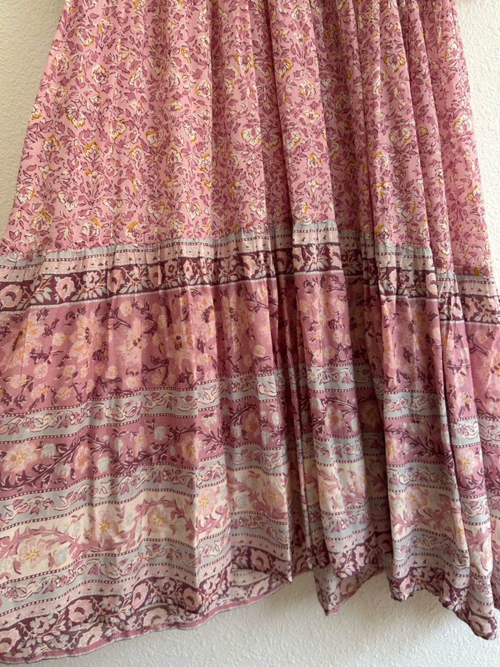 BILLABONG Cosmos Dress Size M BOHEMIAN LONG BALLOON SLEEVE DUSTY ROSE FLORAL - Picture 9 of 15
